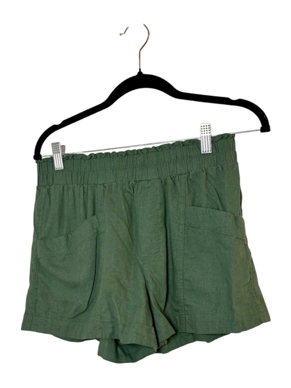A New Day Green Linen Blend Pull-On Shorts Boho Coastal Small
